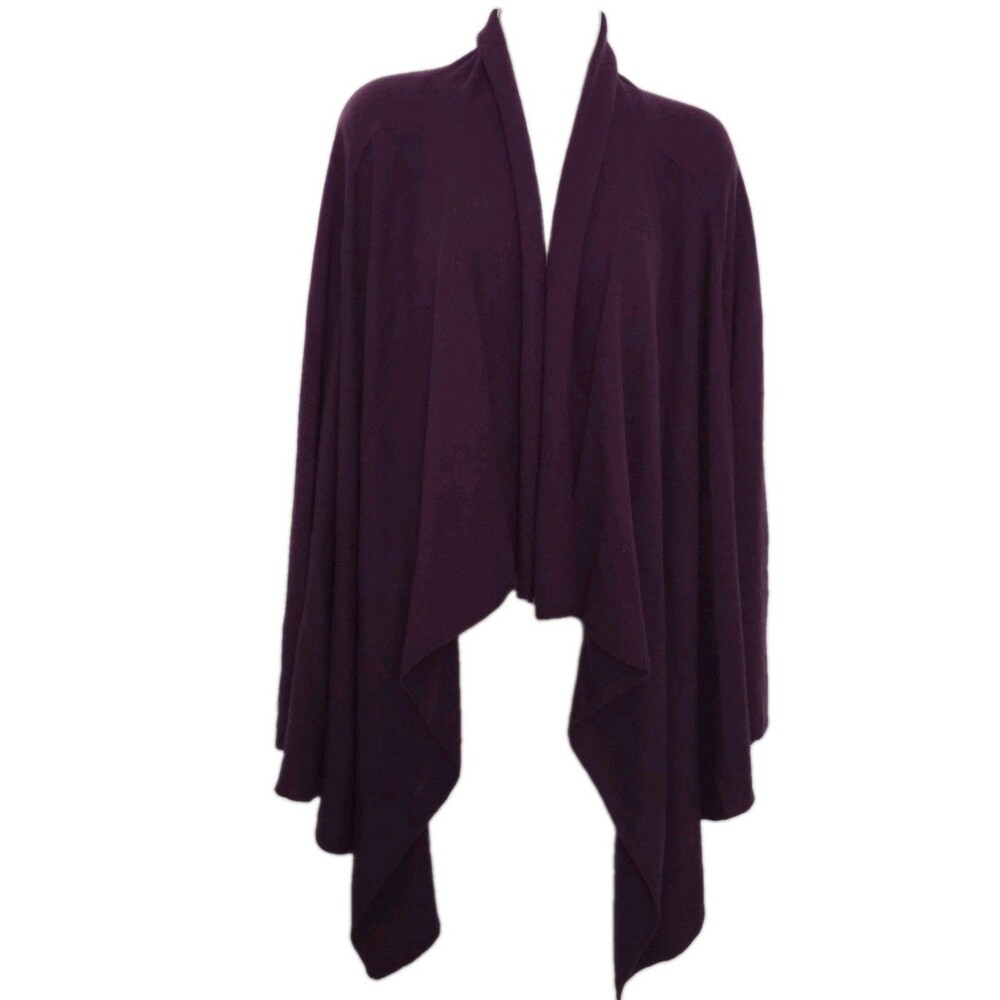 Lord and Taylor Cardigan Womens sz 1X Cashmere Waterfall Open Front purple